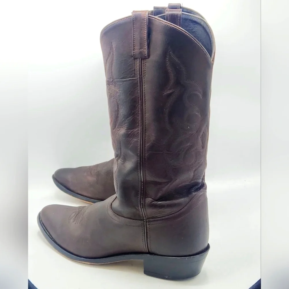 OLD WEST Mens Western Brown Leather Cowboy Boots SCM3051 Size 13 EE